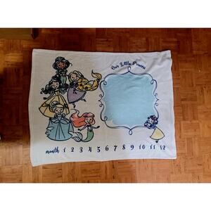 Disney Princess Baby Monthly Milestone Fleece Blanket First Year Cinderella Arie